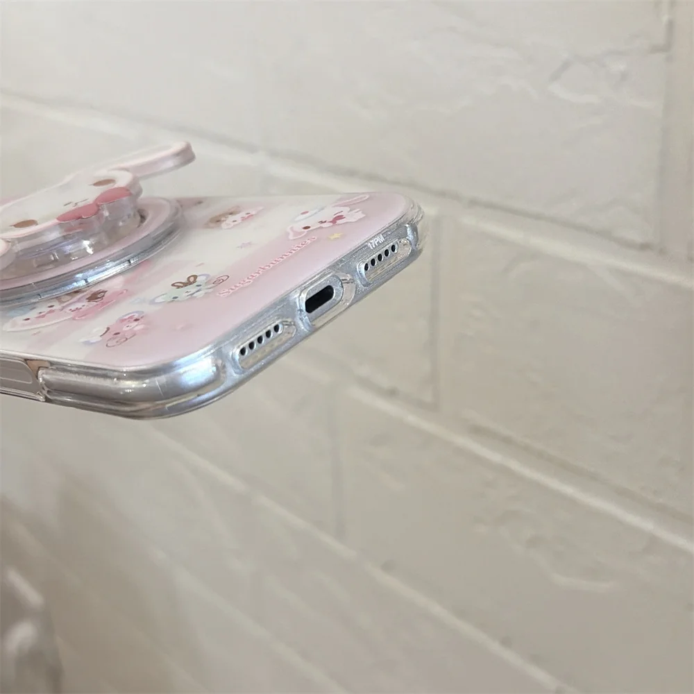 Urocze etui na telefon z króliczkiem i deserem, magnetyczne, do iPhone 17, 16, 15 Max, 16 Pro Max, 17 Pro, z Magsafe, z funkcją stojaka, kreskówkowe etui. — zdjęcie produktu 6