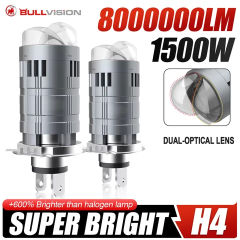 Светодиодная Лампа H4 Mini Bi-LED 8000000лм 1500Вт Turbo CANBUS Для Автомобилей И Мотоциклов, Ближний/дальний Свет