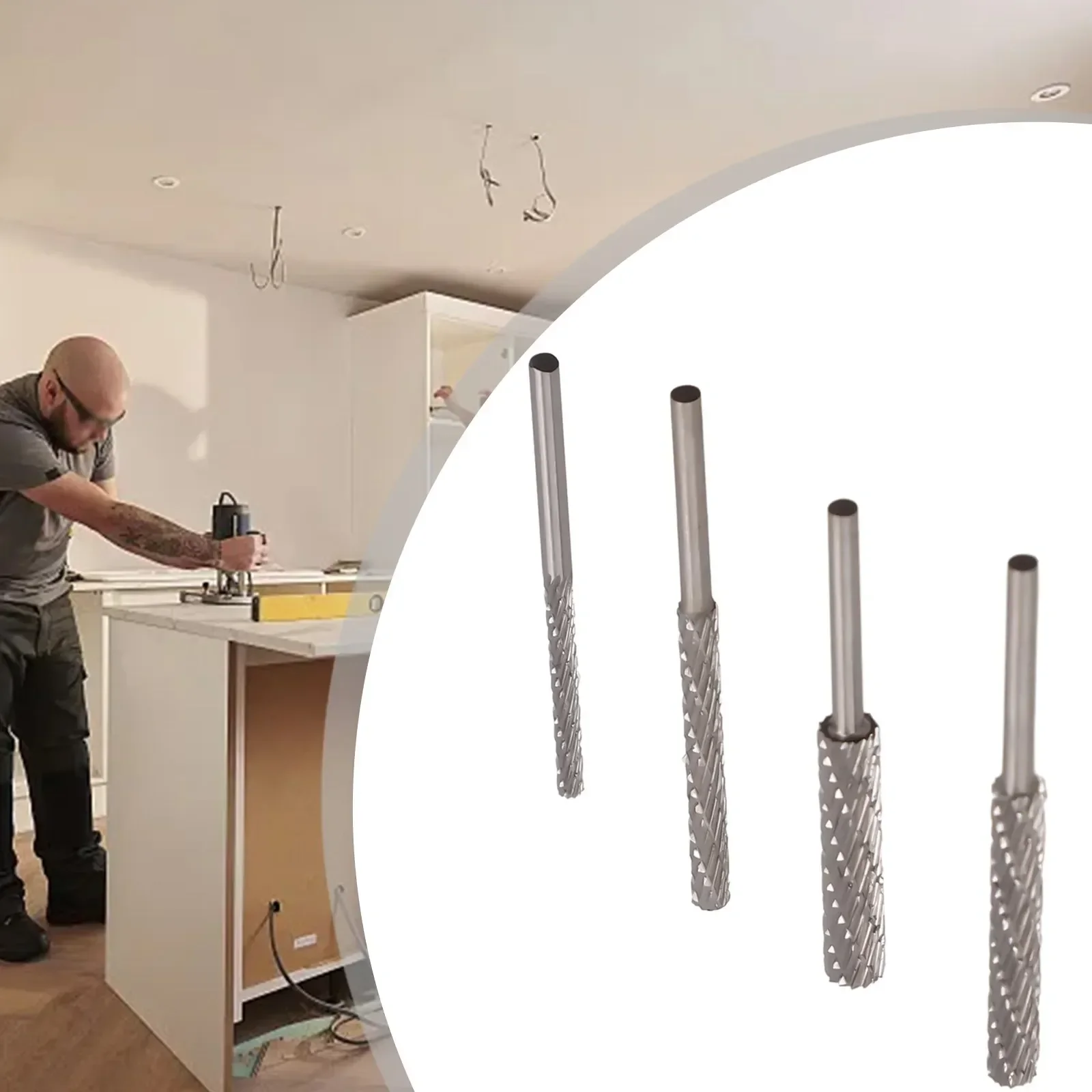 4pc 3mm Shank Rotary File High Speed Steel Deburring File For Root Tone Wood Plastic Aluminum Carving Grinding Rotary File