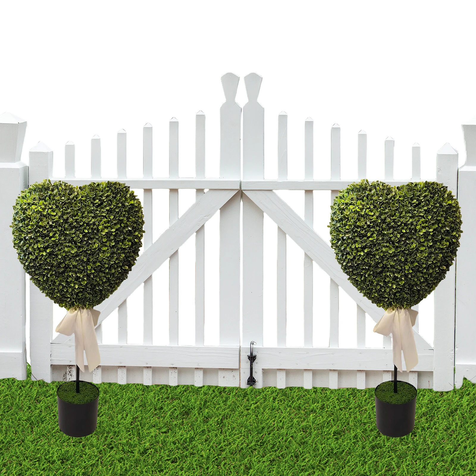 

Искусственное дерево-топиарий в форме сердца, 29 дюймов, из искусственного боксуса, в кашпо