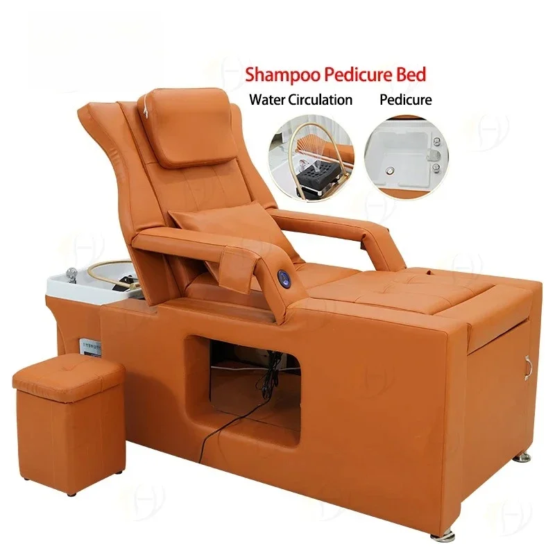 Furniture Shampoo Chair with Ceramic Bowl Sink for Beauty  and Barber Shop