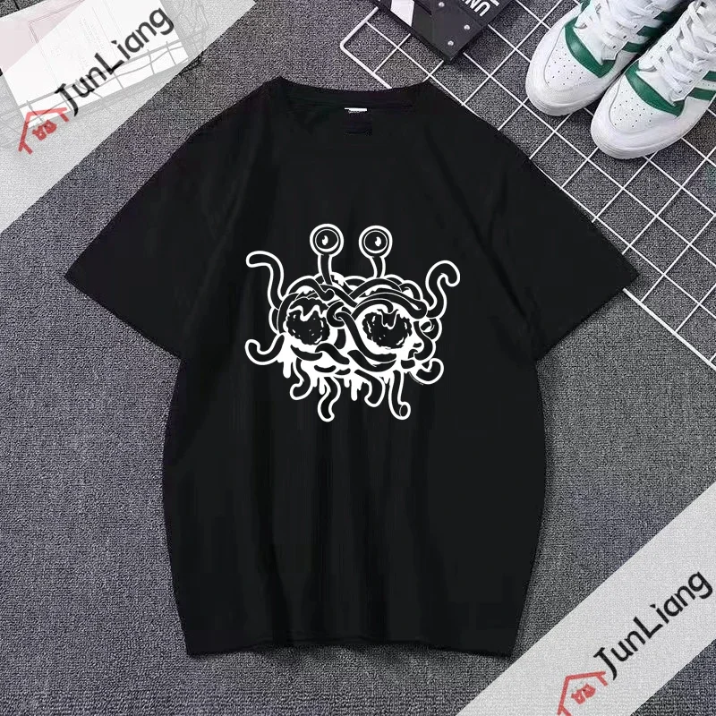 FSM Flying Spaghetti Monster Print Essential T-shirt Funny Pastafarian Noodle Men T Shirt Womens Tops