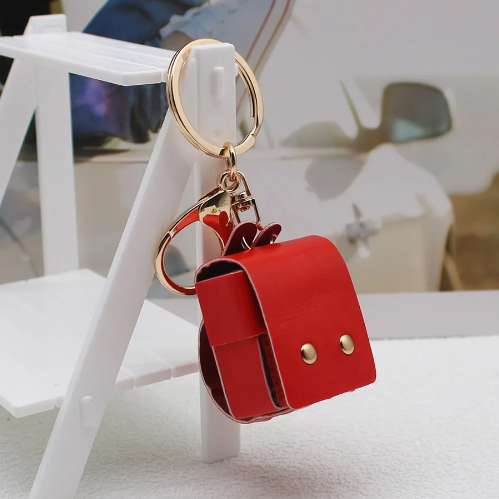 Creative Solid Color Mini Backpack Keychain PU Leather Coin Purse Doll Small Backpack Wallet School Bag Pendant Toy Pendant