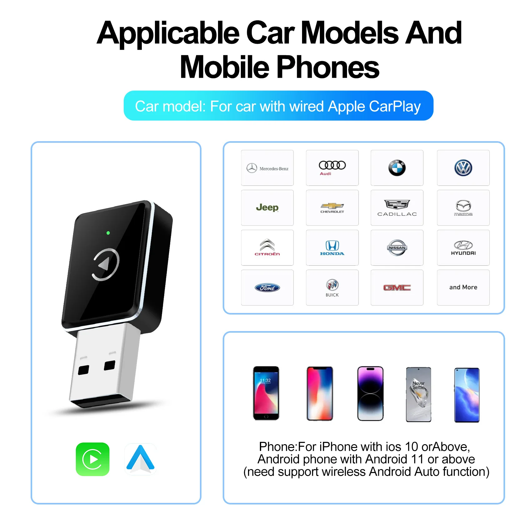 2025 جديد محول Carplay اللاسلكي أندرويد السيارات 2in1 صندوق صغير ذكي واي فاي BT السيارات الاتصال لتويوتا أودي بنز كيا بورش فورد