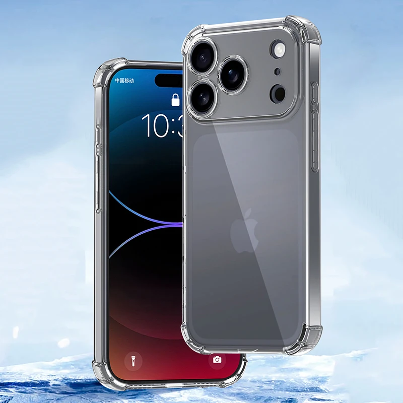 حافظة شفافة جديدة مضادة للسقوط بأربعة زوايا لهاتف آيفون 17 17 Air 17 Pro Max غطاء سيليكون شفاف مقاوم للصدمات لهاتف 17Pro Bumper Capa