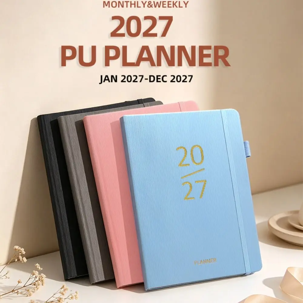 Portable A5 2027 Schedule Book To Do List Textured PU Daily Planner Book Planner Reminder Agenda Book Students