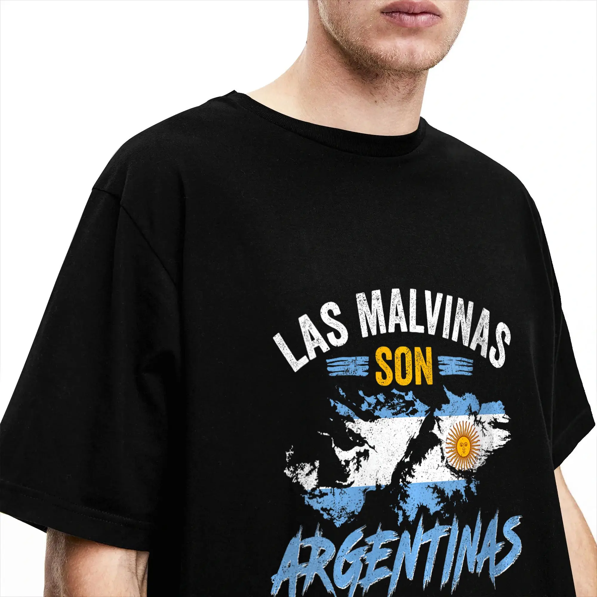 Las Malvinas Son Argentinas Argentinische Latino-Immigranten T-Shirts Herren Baumwoll-T-Shirts mit Rundhalsausschnitt Kurzarm-T-Shirts – Detail 3