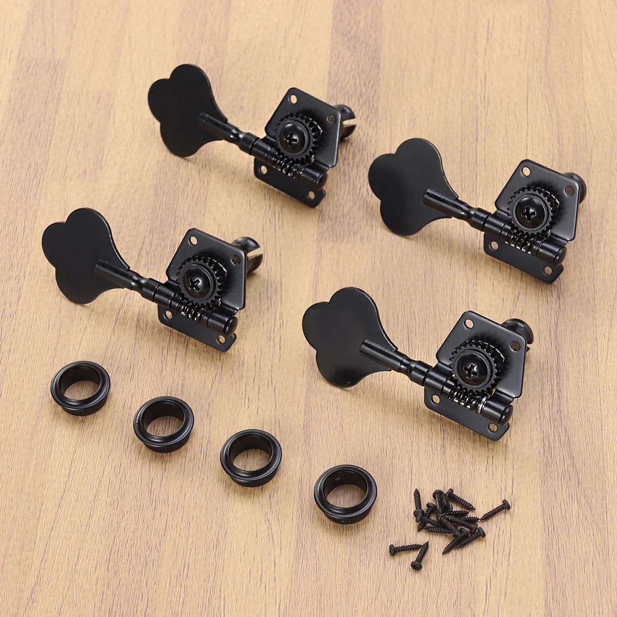 

4Pcs Black Bass Tuning Pegs Vintage Plum Blossom Design Heavy Duty Internal Gear for Electric Bass Precision and Style