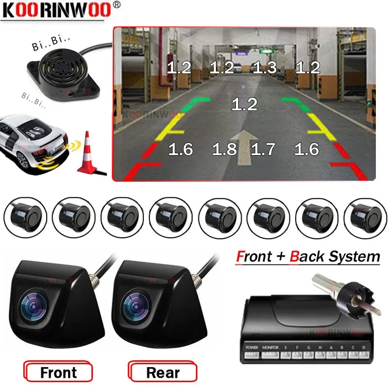 Koorinwoo Smart Partronics Parking Sensor 8/6/4 Car Buzzer System Normal Mirror Image Wide Angle Camera For Car Android Radio