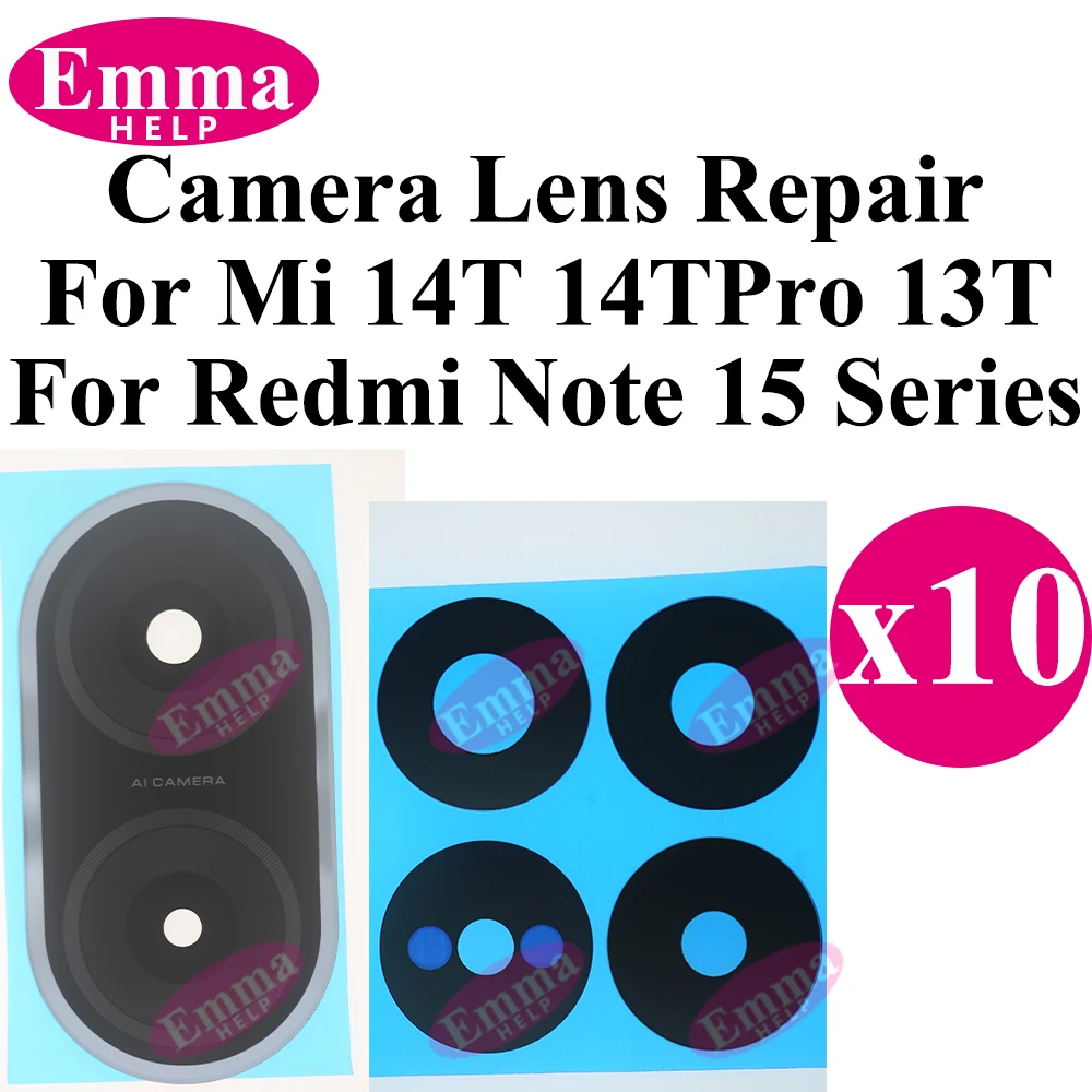 10x Rear Back Camera Glass Lens for Xiaomi Redmi Note 15 Pro Plus 5G Note 14 4G 13T 14T Pro Replacement + Adhesive Glue Sticker