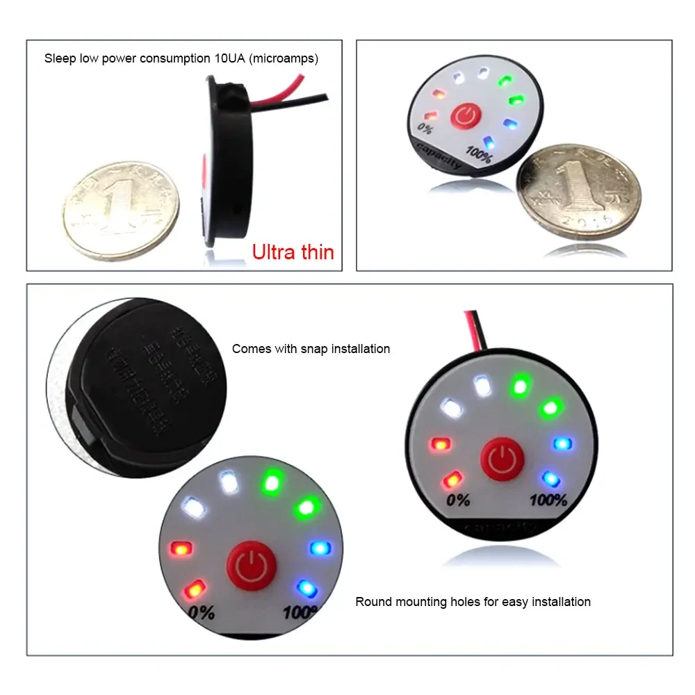 Lithium Battery Level Indicator 1S 2S 3S 5S 10S Fuel Gauge 4.2V 7.4V 12V 16.8V 22V 24V 36V Lithium Battery Tester LED Voltmeter