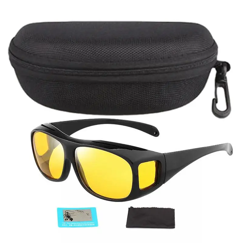 Night Vision Glasses For Driving Fit Over Glasses Sunglasses Anti Glare Polarized Yellow Tinted Sunglasses