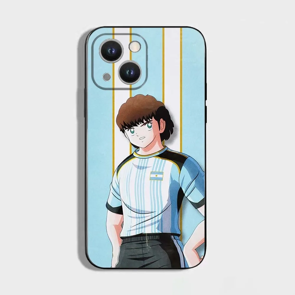 Anime C-Captain Tsubasas Phone Case For iPhone 16,15,14,13,12,11 Plus,Pro Max,XS,X,XR,SE,Mini,8,7,Soft Silicone Black Cover