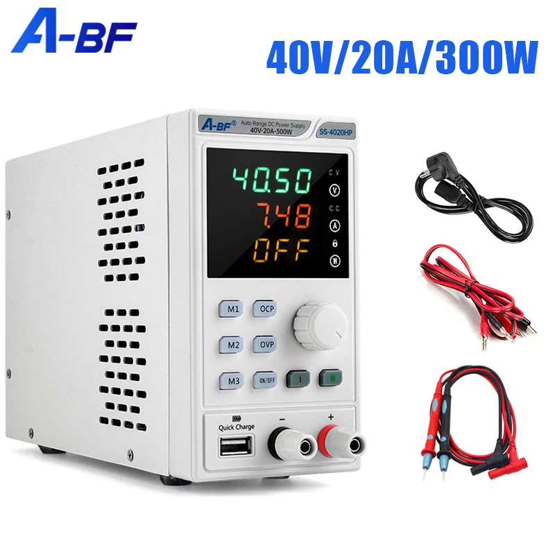A-BF Adjustable DC Power Supply 4 Digit LED Display Lab Bench Source 40V 20A Mini Variable Switching Stabilized LCD Regulator