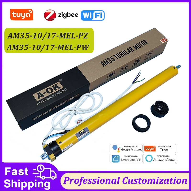 A-OK AM35 10/17 Motore Tubolare Elettronico RF e Tuya Zigbee/Wifi Controllo Tende Intelligenti per 40mm/45mm/47mm/50mm Tubo Rolling Shutter
