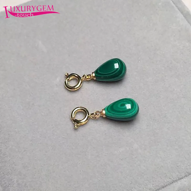 7x10mm Natural Green Malachites Stone Smooth Drop Shape Jewelry Earring 1Pair aw126