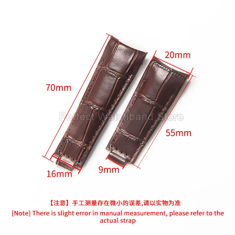 For Rolex Yacht-Master GMT Black Green Submariner Cow Leather Watchband Anti-Aging and Perfect Wrist Fitting Curved Interface