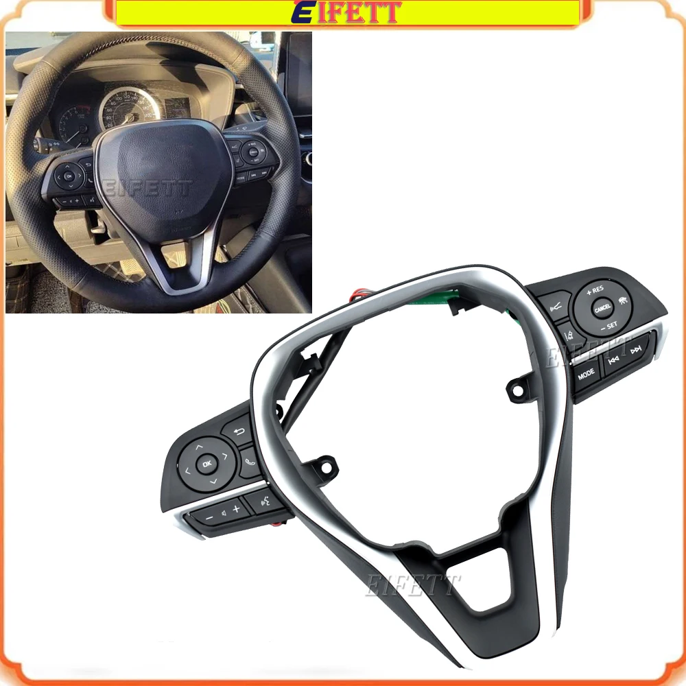 

Кнопки управления на руле с рамкой: круиз-контроль, регулировка громкости, кнопка телефона для Toyota Corolla 2018-2022, RAV4 2011-2012