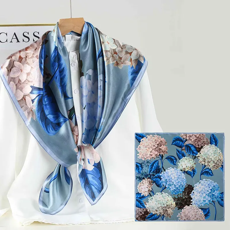

12mm Kerchief Professional Scarf Stewardess Decoration Flowers Print Printed Headband Headwear