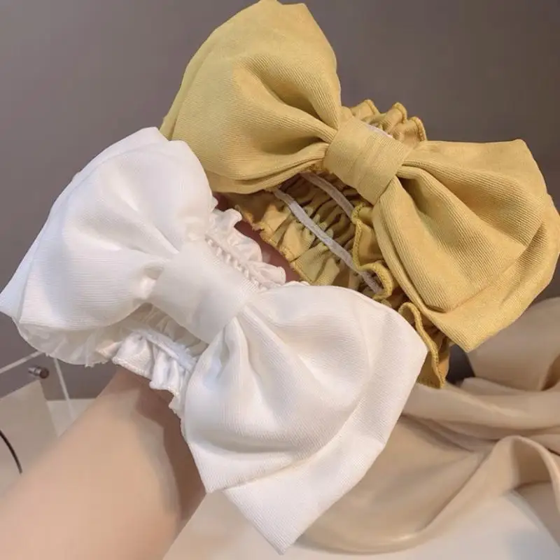 Fashion Double Layer Lace Bow Headband Wide Edge Princess Hair Hoop Women Makeup Washing Face Accessory