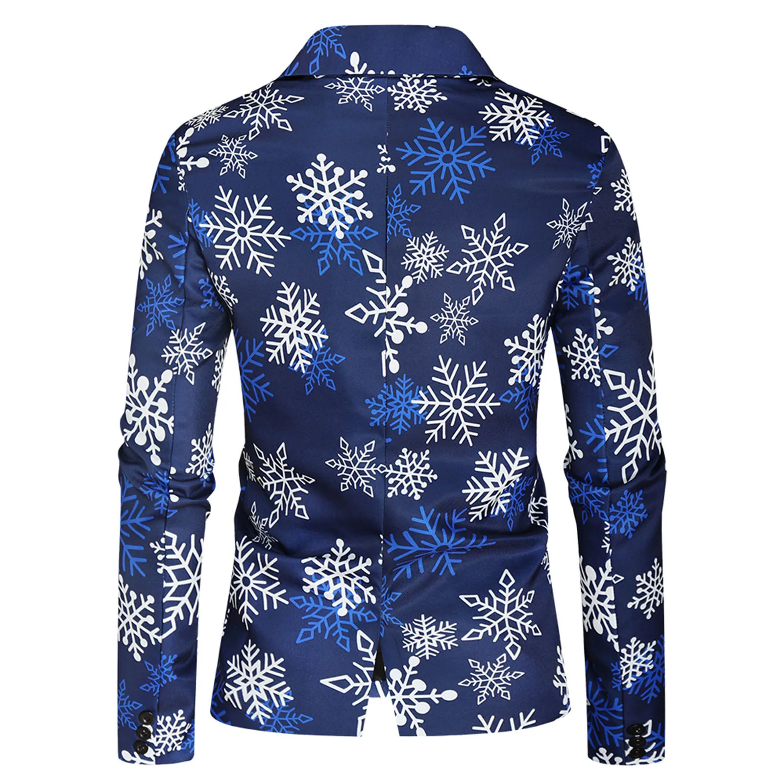 Christmas Treen Snowflake Print Men\'s Blazer Jackets Fashion One Button Lapel Slim Party Suit Coats Plus Size Formal Outwears