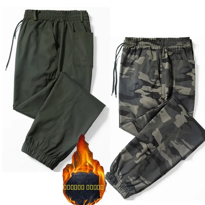 

Men's Work Pants Elastic Waist Thiened Fce Construction Site Repairing Pants Durable Cotton Trousers for Winter