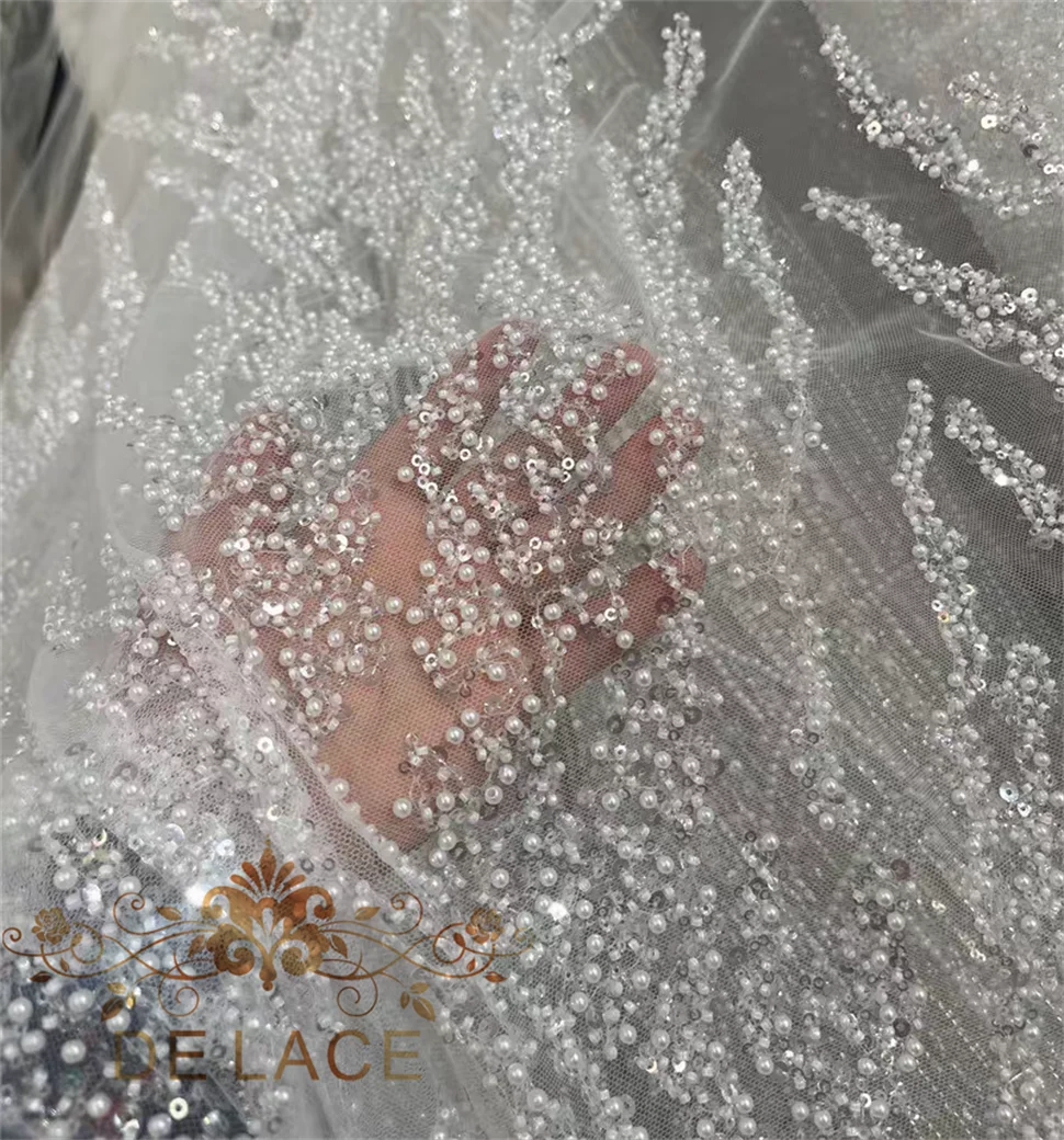 

New Style YCM Machine Beaded Lace Shining Sequins Wedding Dresses Luxury Lace Fabric