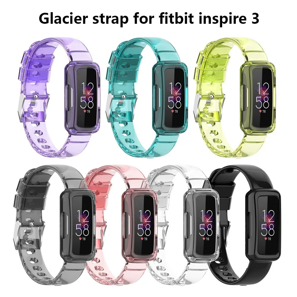 Tali Gelang Gletser Armor untuk Fitbit Inspire 3 Gelang Jam Tangan Pintar Gelang Olahraga untuk Fitbit Inspire3 Gelang Jam Sabuk Casing Jernih