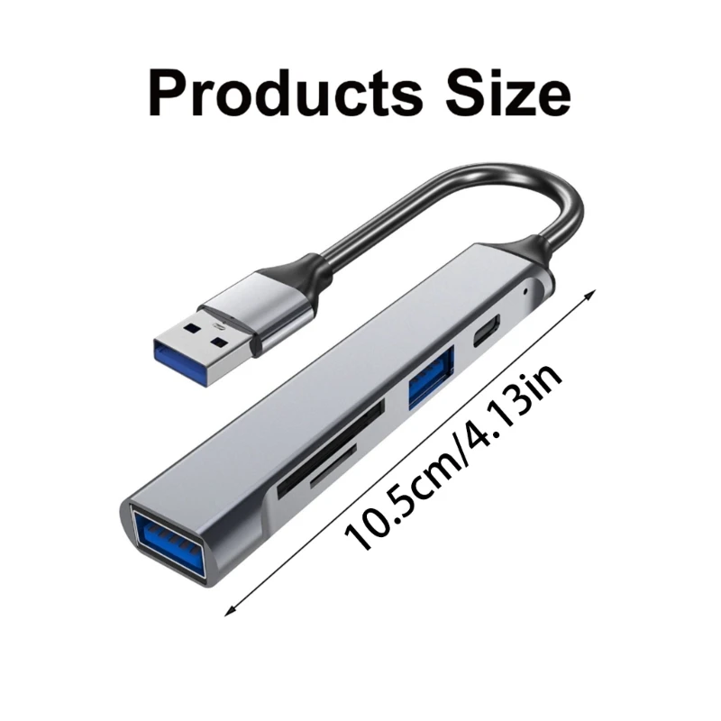 Высокоскоростной USB-удлинитель 5 в 1 с устройством чтения карт USB3.0 2.0 типа C