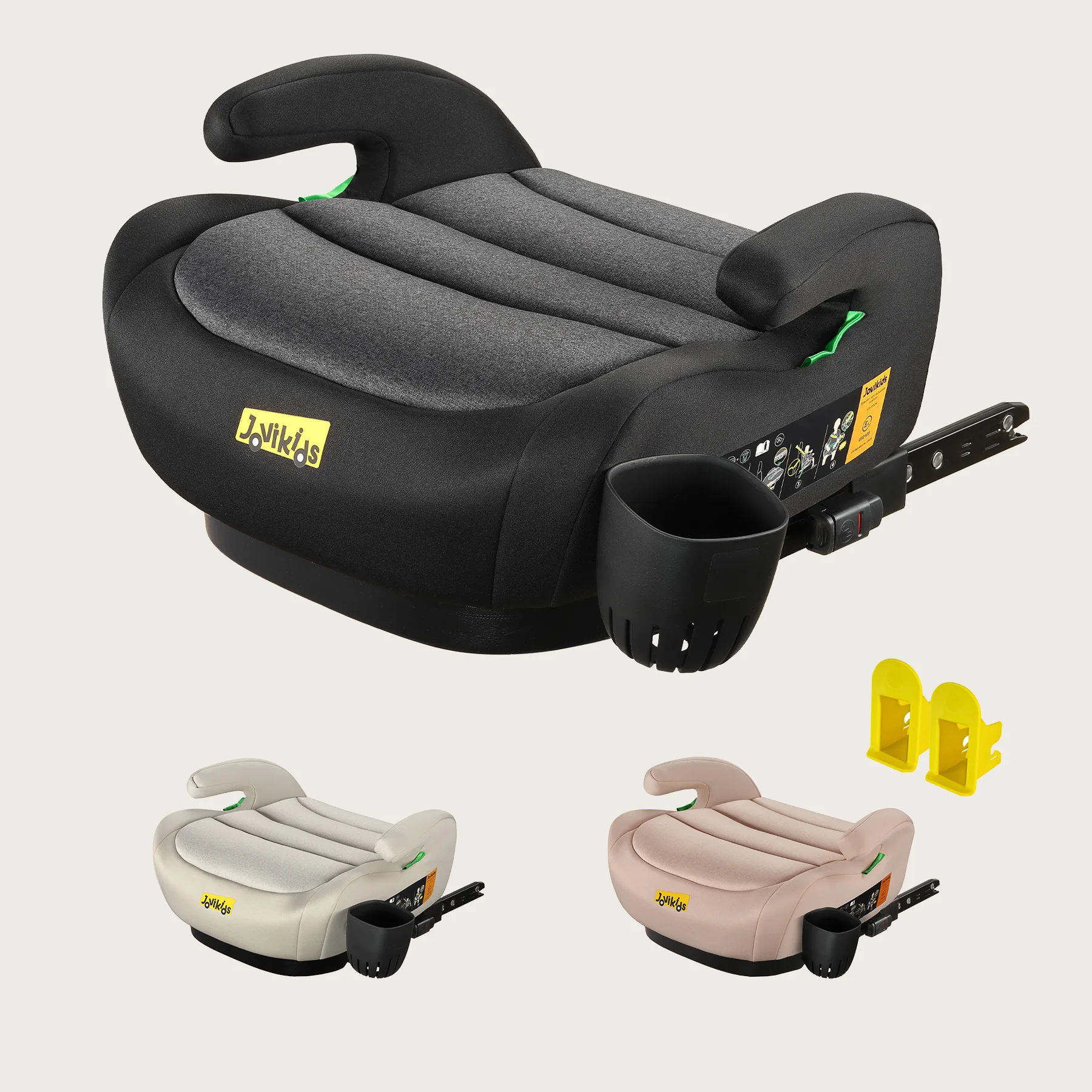 Siège rehausseur portable Jovikids OHHO+ pour enfants de 125 à 150 cm avec porte-gobelet, siège auto