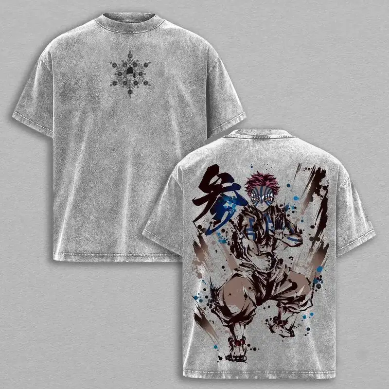 Manga Enthusiast Ghost Blade, inspiriert vom Anime, gewaschenes Herren-T-Shirt für Frühling und Sommer, geeignet für Männer und Frauen.