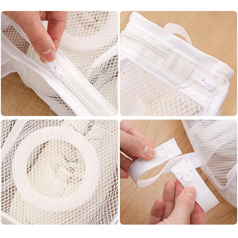 Dirty Clothes Laundry bag Basket Frame Bucket Foldable Mesh Laundry Bathroom Wall Hanging Household Clothing Organizer with Hook