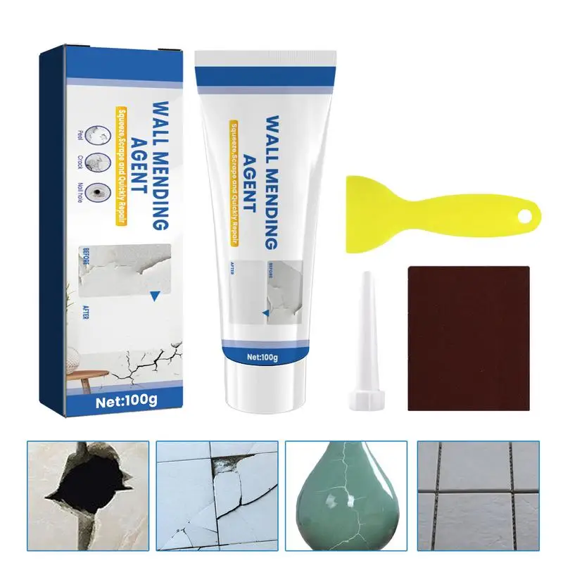 

Wall Patch Putty Wall Mending Agent & Scraper 100g Easy Fast Efficient Universal Spackle Wall Repair Kit With Scraper For Wood