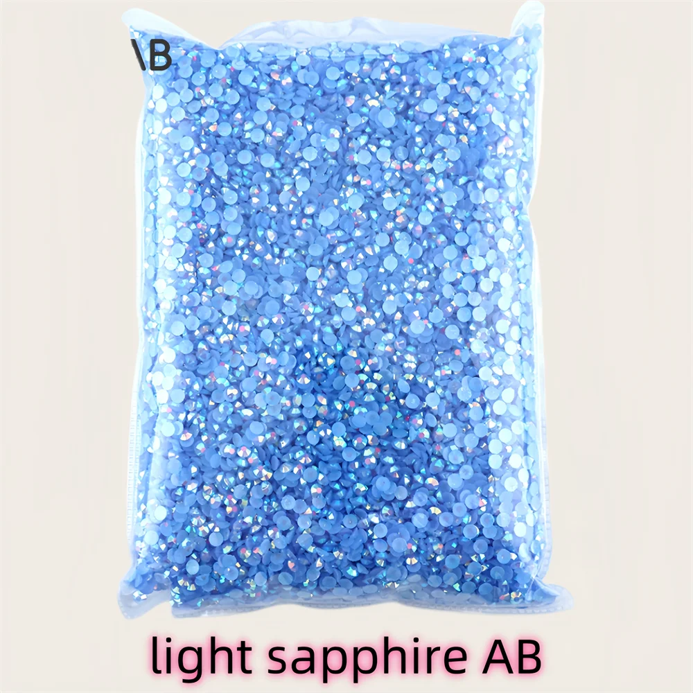 

5 Sizes 2mm-6mm Jelly sapphire AB Round Non Hotfix Glitter Bling Silver Flatback Rhinestones Glue On Beads Nailart Nail Gems Diy