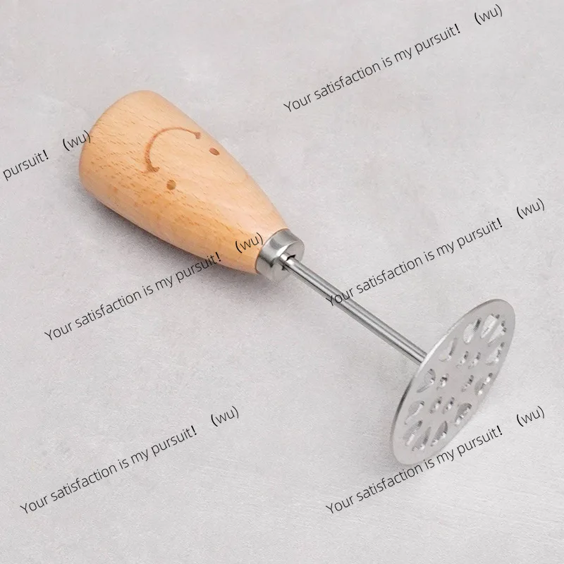 Stainless steel kitchen tools wooden handle cartoon smiley face potato mud press multi-function