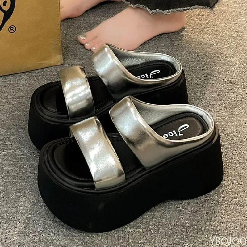 Sandalias de cuña de verano para mujer, a la moda, con tacón grueso, casuales, para playa, con suela gruesa y cómodas, tipo chanclas.