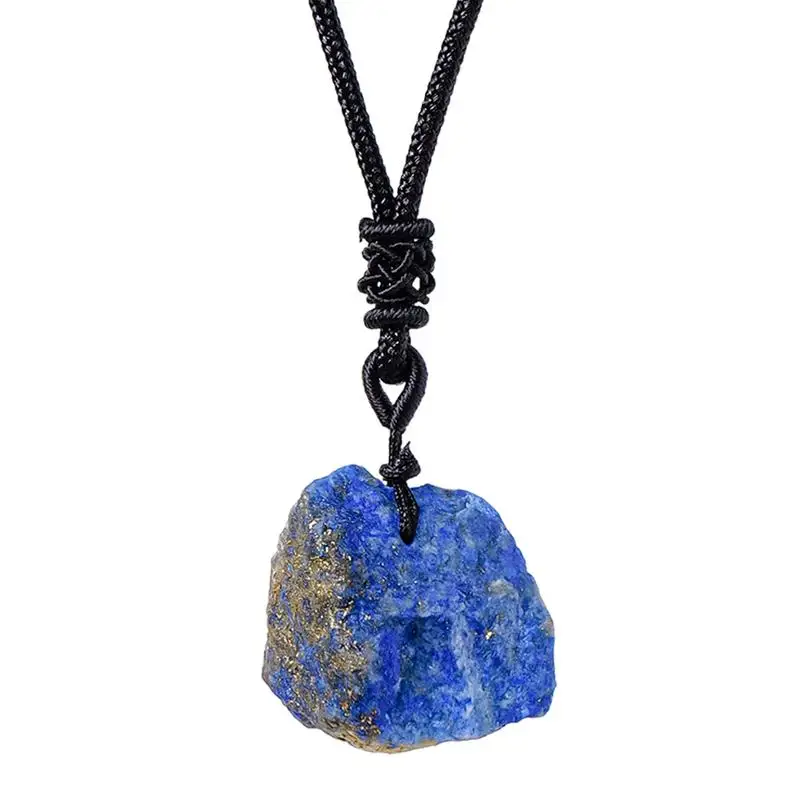 Lapis Lazuli Crystal Hand-Woven Natural Lapis Lazuli Crystal Pendant Collectible Rock Necklace Gemstone Jewelry For Women Men