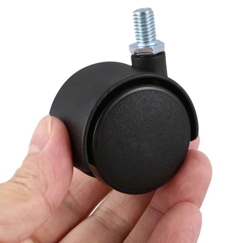 Пластиковый поворотный ролик 8 мм, винтовой стержень, 1,5-дюймовое колесо диаметром 20 шт., черный