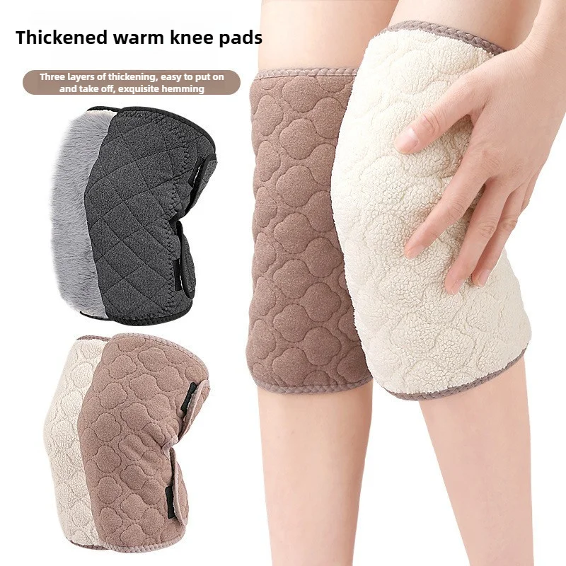

1 pair 3-Layer Thickened Polyester Knee Pads Brace Adjustable Straps Warm Knee Brace for Men and Women Winter Sports Support