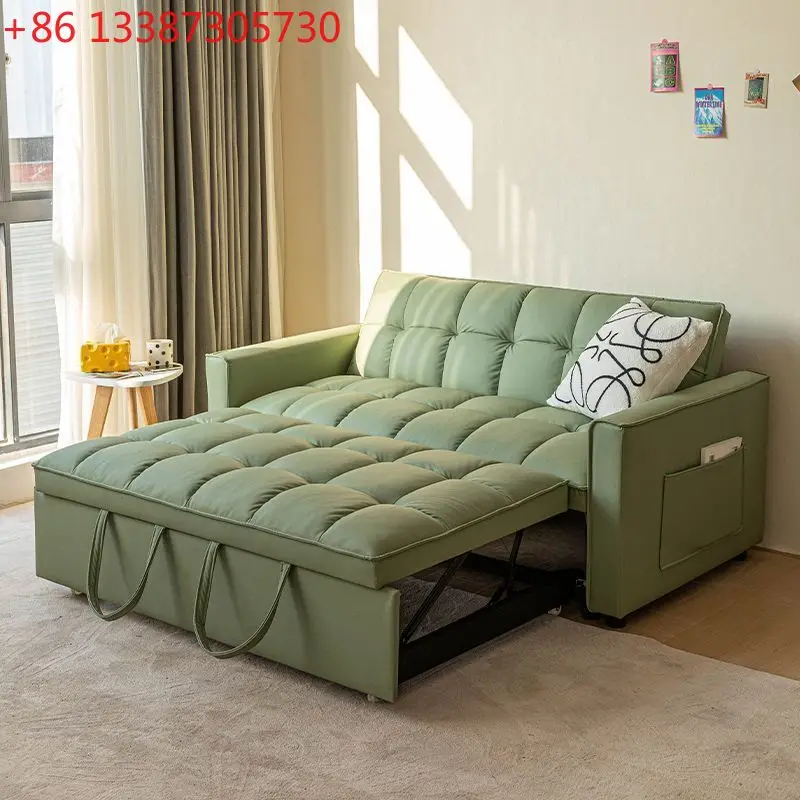 

Диван-кровать, простой, многофункциональный, складной, из кремовой ткани, двойного назначения.