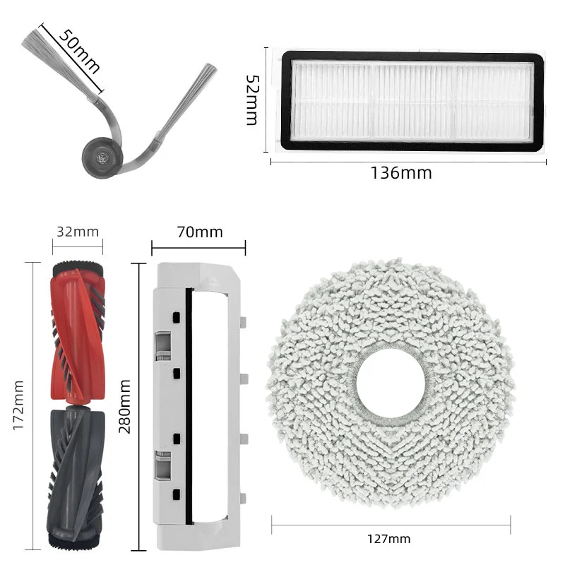 Spare Parts For Roborock Qrevo C / Curv / CurvC / Edge / EdgeC / 5AE / S5V Robot Vacuum Cleaner Main Side Brush Filter Part