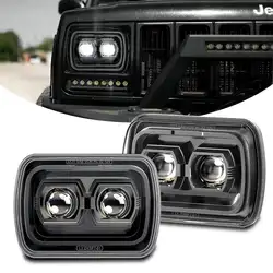 5x7'' Inch LED Headlights for Jeep Wrangler YJ Cherokee XJ Comanche MJ Chevy Toyota Tacoma Truck 12 24V 7x6 Rectangular Headlamp