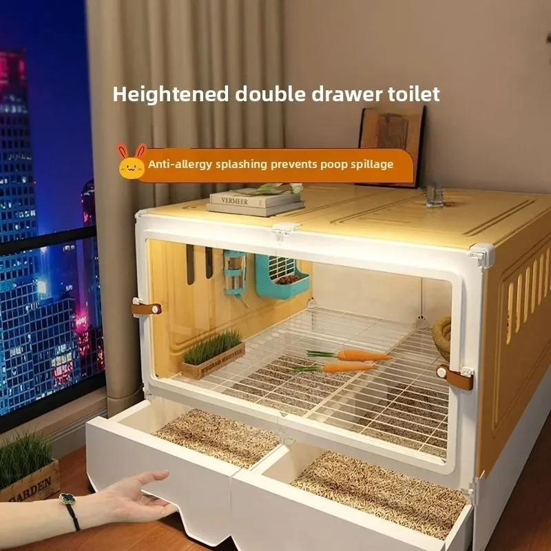 

CSS Panoramic Rabbit Cage Household Large With Toilet Manure Removal And Anti-spray Urine Rabbit Villa In Winter Jaula Para Cone