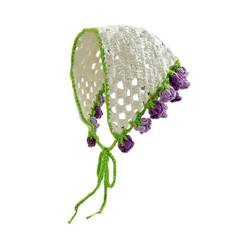

Elegant Crochet Flower Head Scarf Headpiece For Women Girl Spring Bandana Perfect For Music Festival And Casual Wear