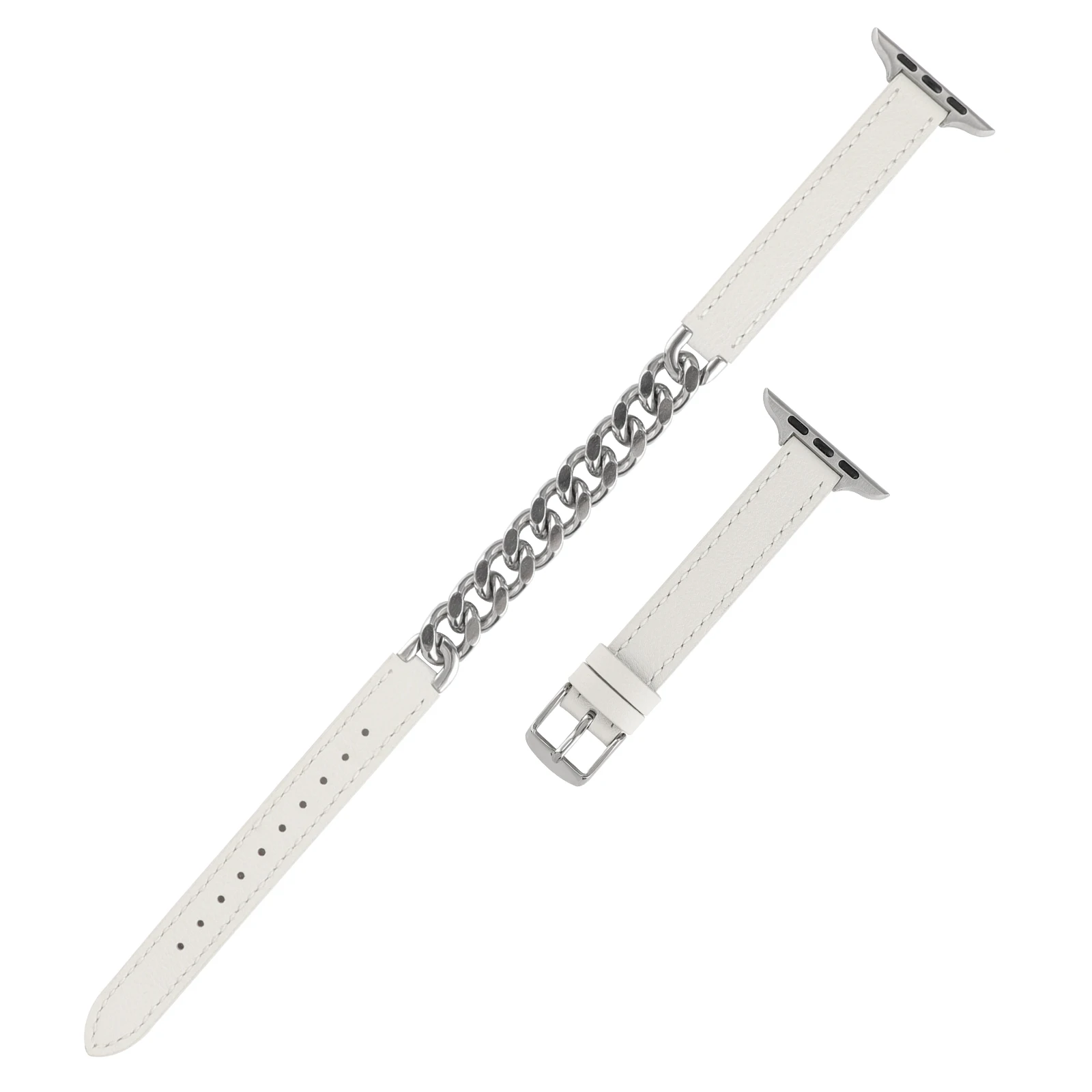 Leather Loop Strap For Apple Watch Band 49mm 45mm 44mm 41mm 42mm 40mm Gourmette Metal Double Tour Belt iWatch Ultra 8 7 6 5 4 SE