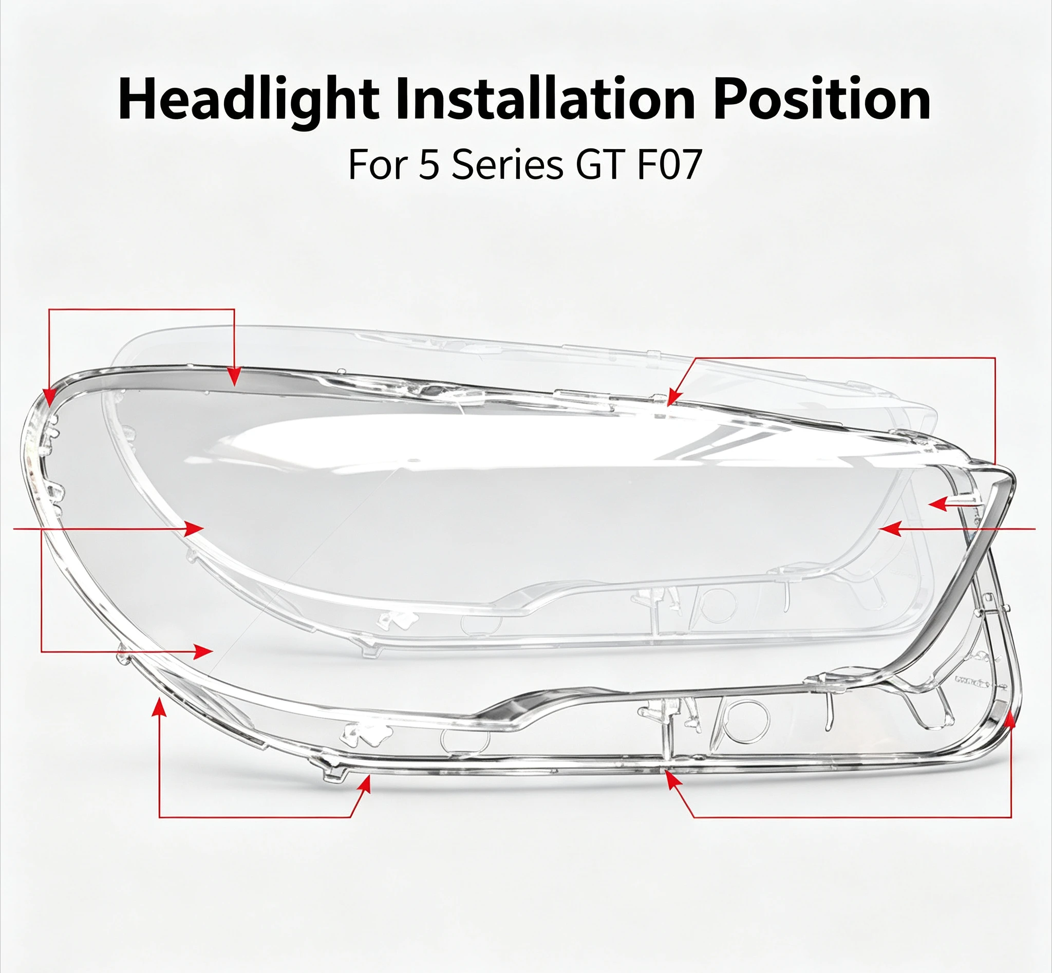 Moggic Headlight Lens Cover Compatible with 5 Series GT F07 2010 2011 2012 2013 2014 2015 2016 2017 Left Right Side Replacement