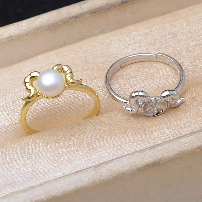 S925 Sterling Silver Adjustable Finger Ring Mountings Base Setting Findings Jewelry Components for 7-8mm Pearls 3pcs/lot