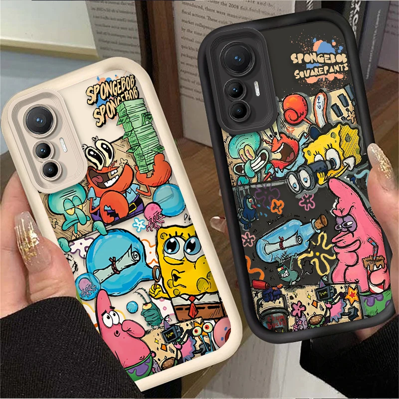 Custodia SpongeBobs Cartoon per Xiaomi 14T 13T 12T 11T 13 12 11 Lite 5G NE POCO X6 X5 F6 F5 F3 X4 GT X3 NFC M5S C65 M6 Pro TPU Funda