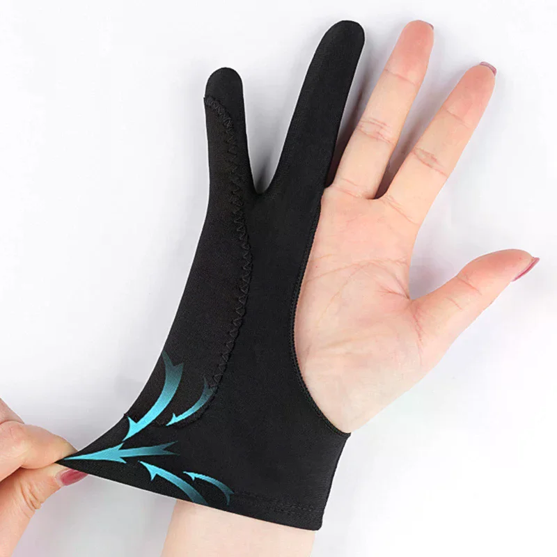 Anti-fouling Anti-Mistouch Anti Abrasion and Anti Perspiration Two-Fingers Anti-touch Painting Glove for Drawing Tablet Glove