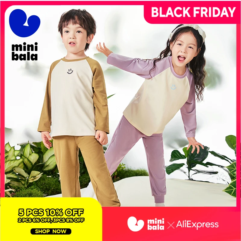 

Mini Bala Home Suit Children Home Clothes Baby Moisture Absorbent Breathable Autumn Clothes and Pajamas Suit